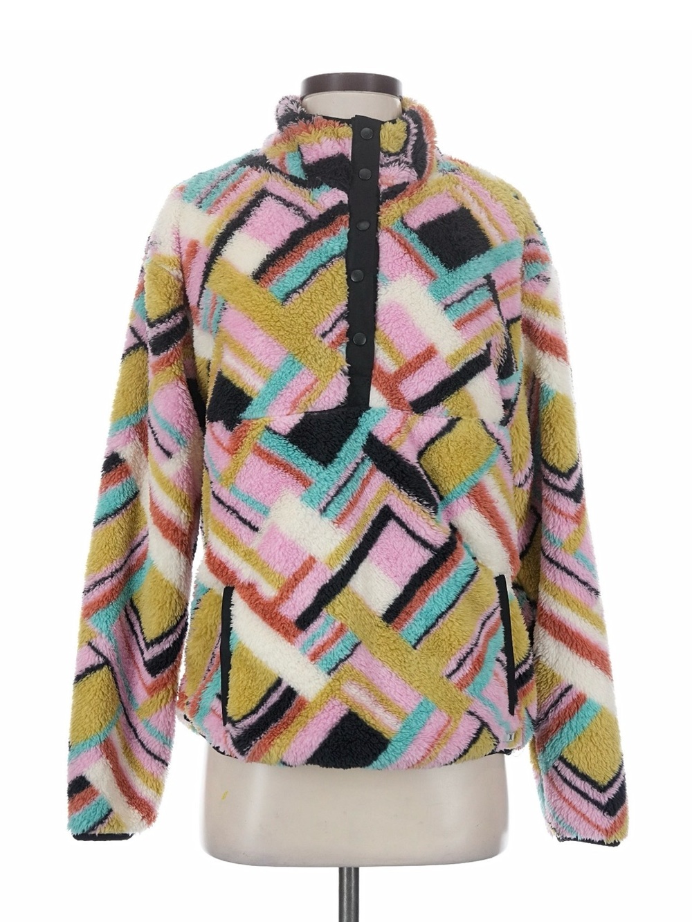 Hurley Multicolor Geo Sherpa Pullover Jacket
